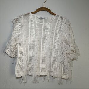 Zara Cream Textured Knit Top